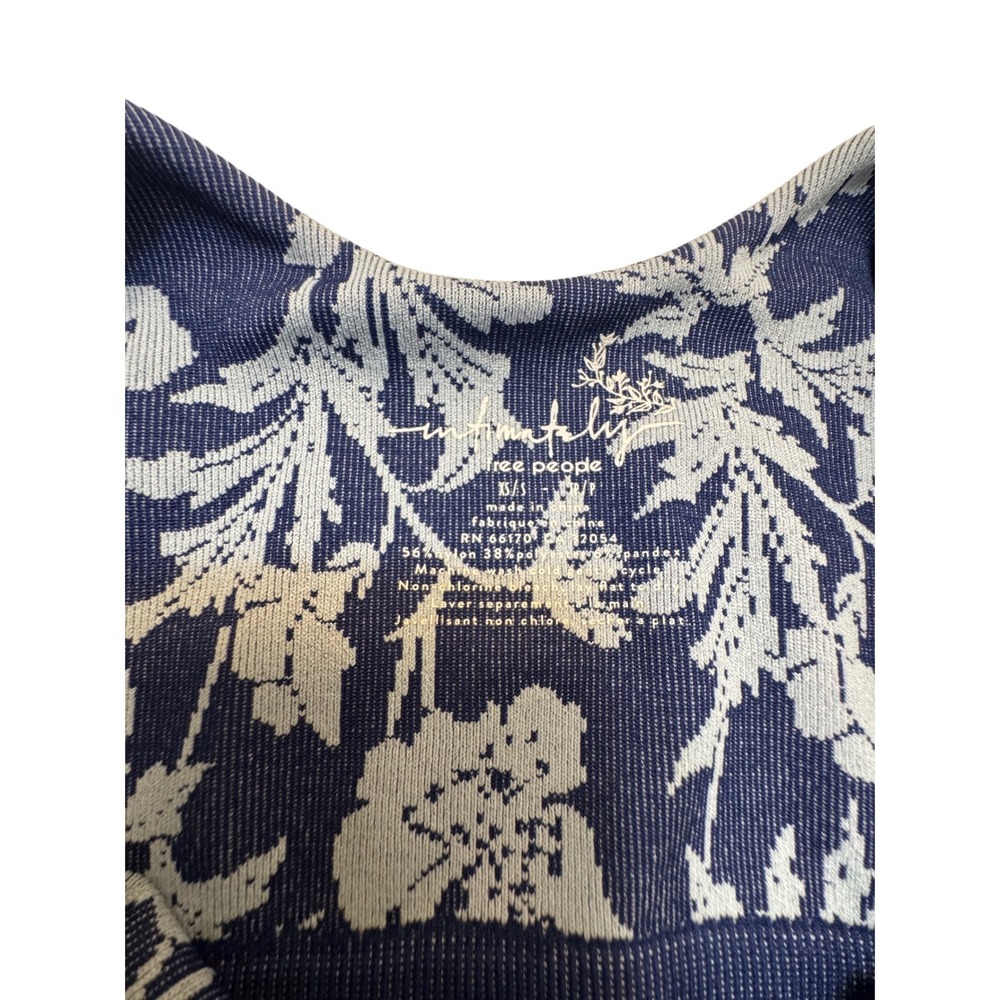 Free People Intimately Floral Jacquard Bodysuit Blue White XS/S Boho Coquette - Picture 4 of 6